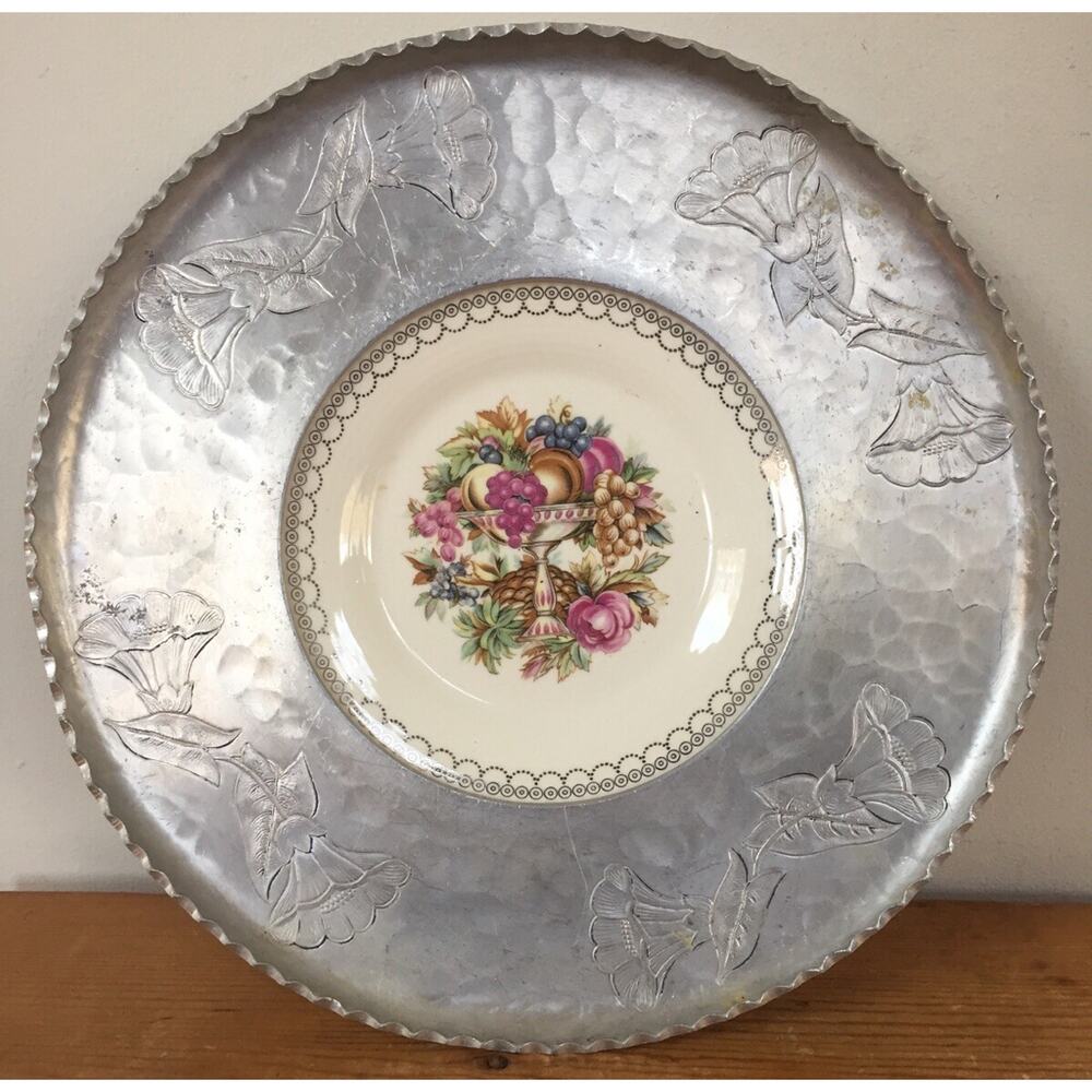 Vtg Wrought Farberware Triumph Limoges Hammered Aluminum Tray Plate Platter 11"